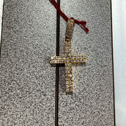 10k Gold Cross And Diamond Pendant 