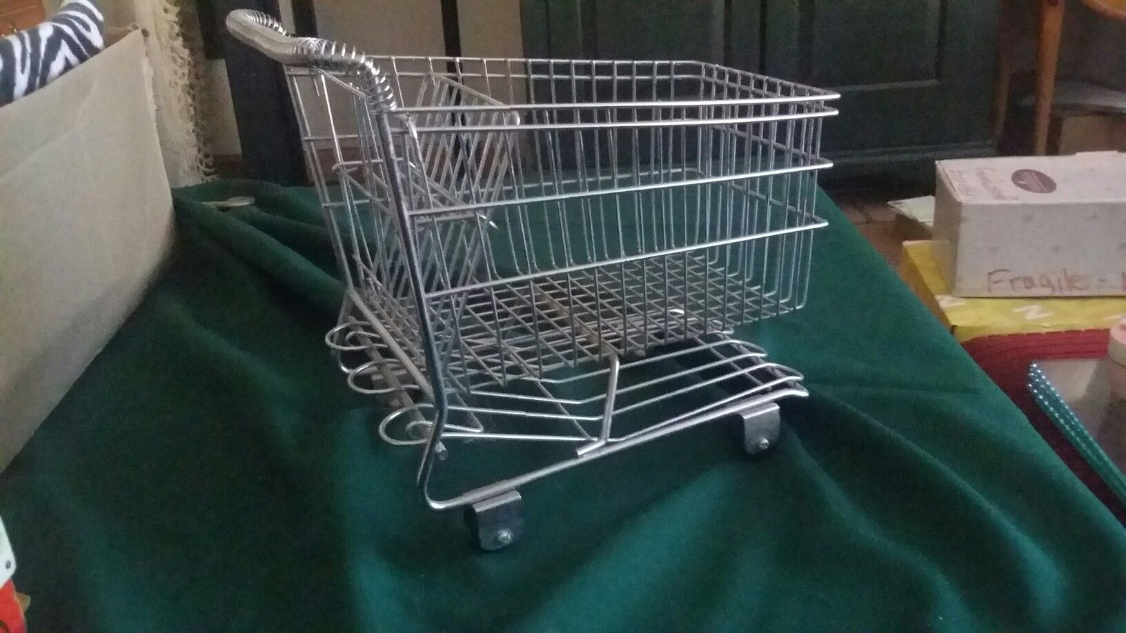 Vintage Miniture Metal Shopping Cart for Store Display or Dolls
