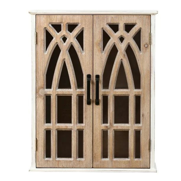 18.9-in L Distressed wood, white MDF Rectangular Wall cabinet If361