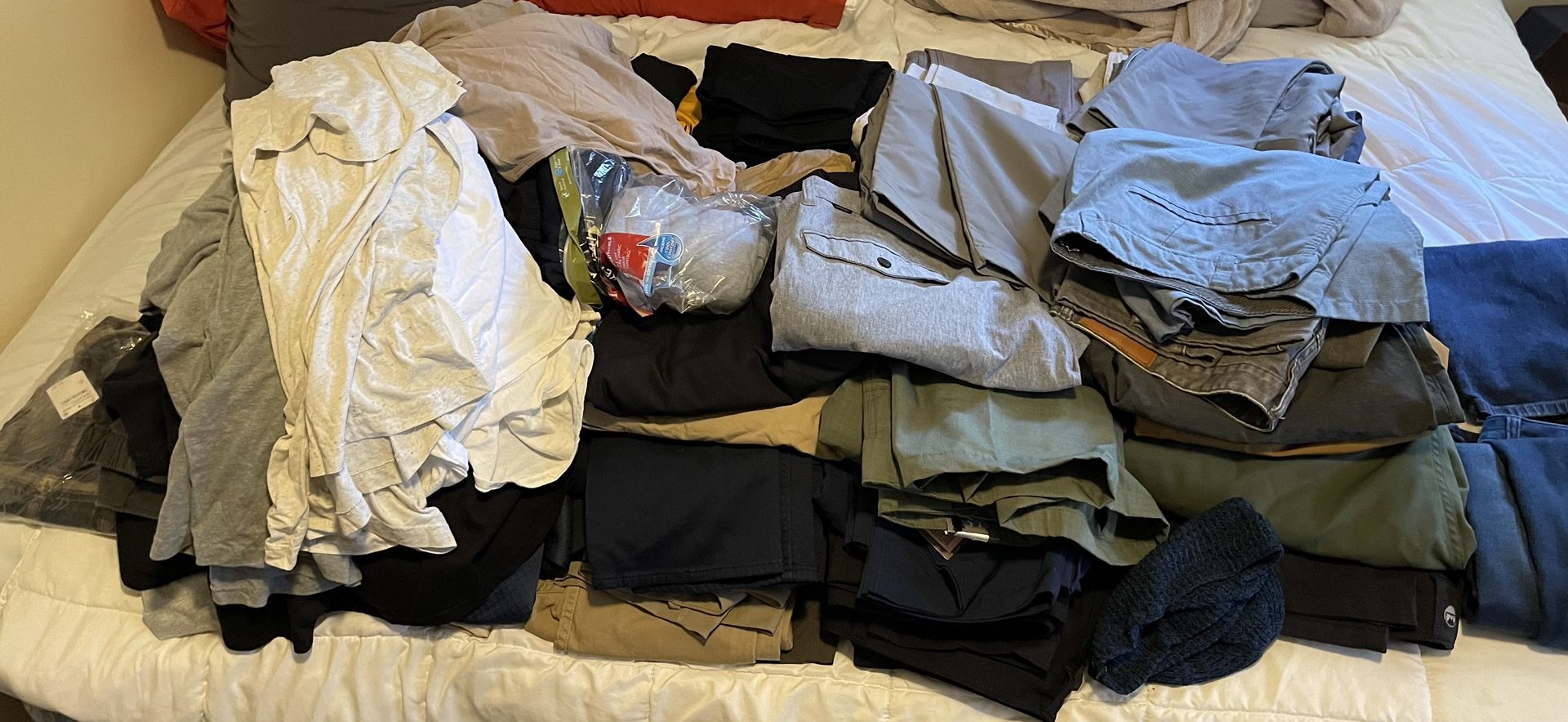 Big Lot Of Men’s Clothes For Sale Pants, Jackets, Shirts, Shorts