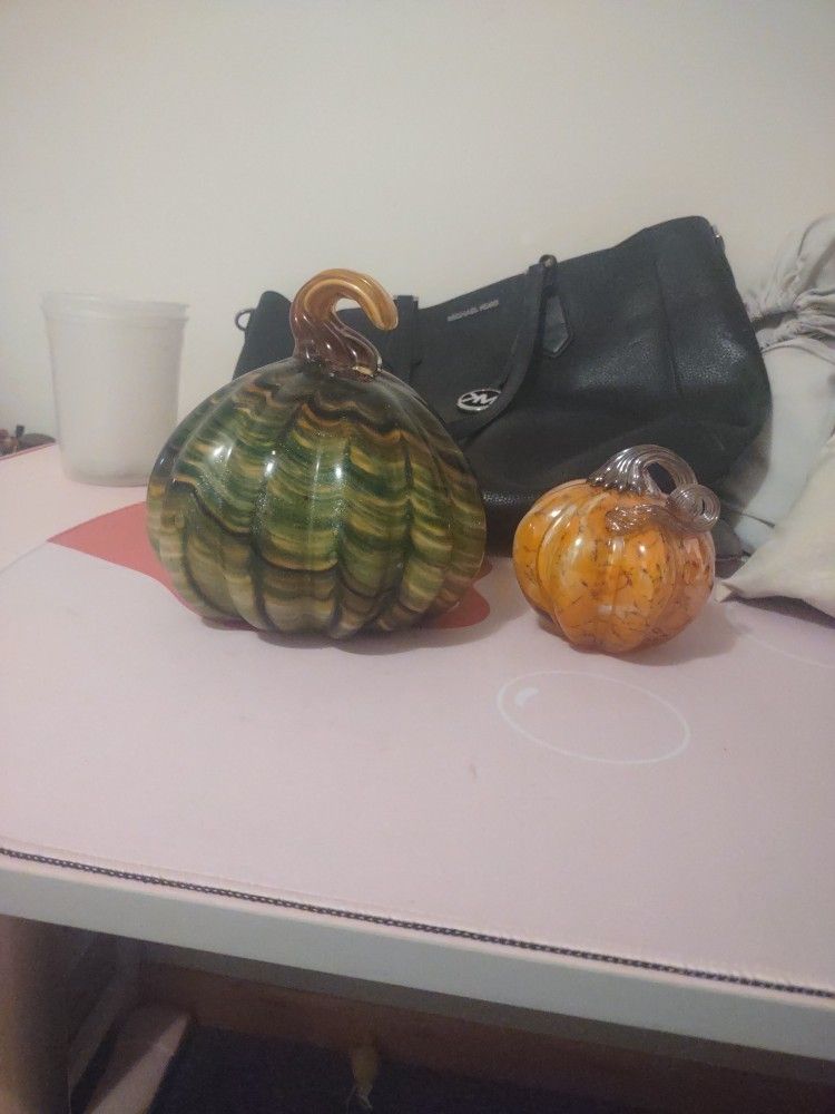 Two Glass Pumpkins 