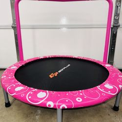 Costway 36'' Kids Trampoline Rebounder W/Full Covered Handrail & Pad Indoor Outdoor Pink