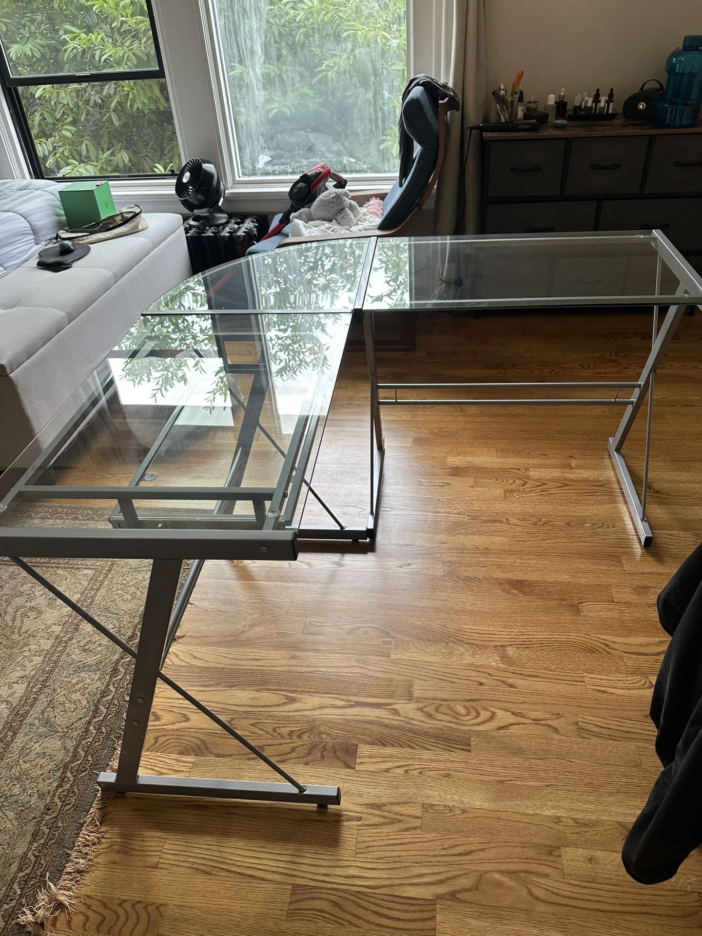 Glass L Shape Table