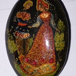 Russian, Vintage, Palekh Lacquer Brooch
