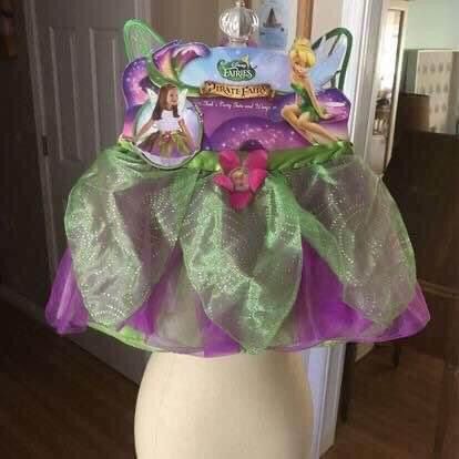 Halloween Costume Disney Pirate Fairy Tinker bell Tutu & Wings Size 4-6X New