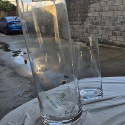 Two decorative floor glass vases
