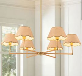 TinHon 6-Light Gold Chandelier with Woven Rattan Shades – Modern Boho,
Model: ZS-PZ182GD06, BRAND NEW