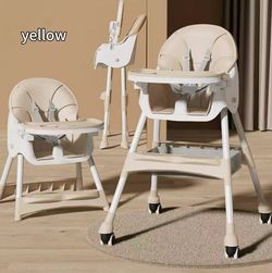 Baby High Chair Convertible Multi - Angle Adjustable with Wheels and Storage Basket