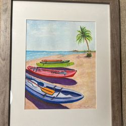 Kayaks On The Beach Artwork By Shirley Payne