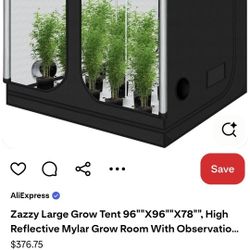 Large Grow Tent 96"x96"x78", High Reflective Mylar Grow Observation Window, Removable Floor Tray