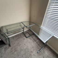 Like-New L-Shaped Glass Desk