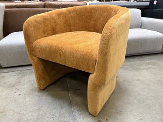 JOYBIRD Mya Modern Upholstered Barrel Chair in Crave Ginger Tea Chenille