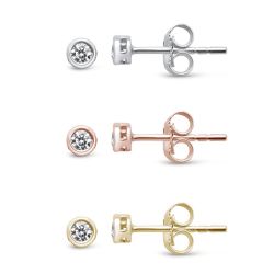 SPECIAL! .10ct G SI 14kt Gold Round Diamond Bezel Solitaire Stud Earrings
