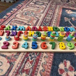 Wooden Alphabet And Numbers Board