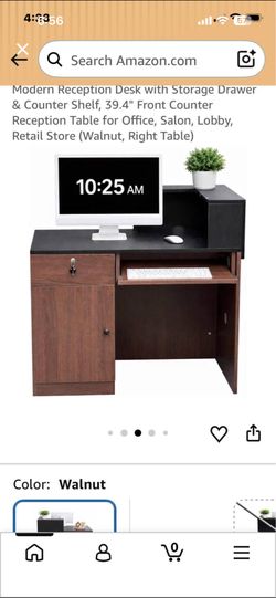 Receptionist desk with cabinet and counter shelf