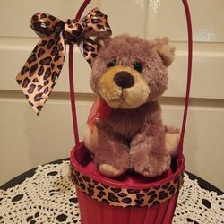 Valentine's Day Plush Teddy Bear With Basket 