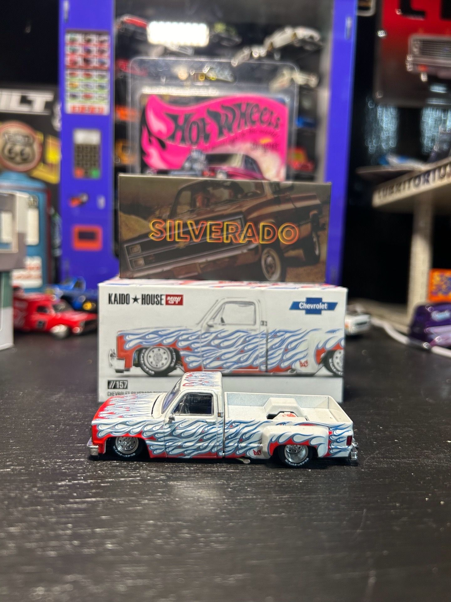 Kaido house white dually Silverado