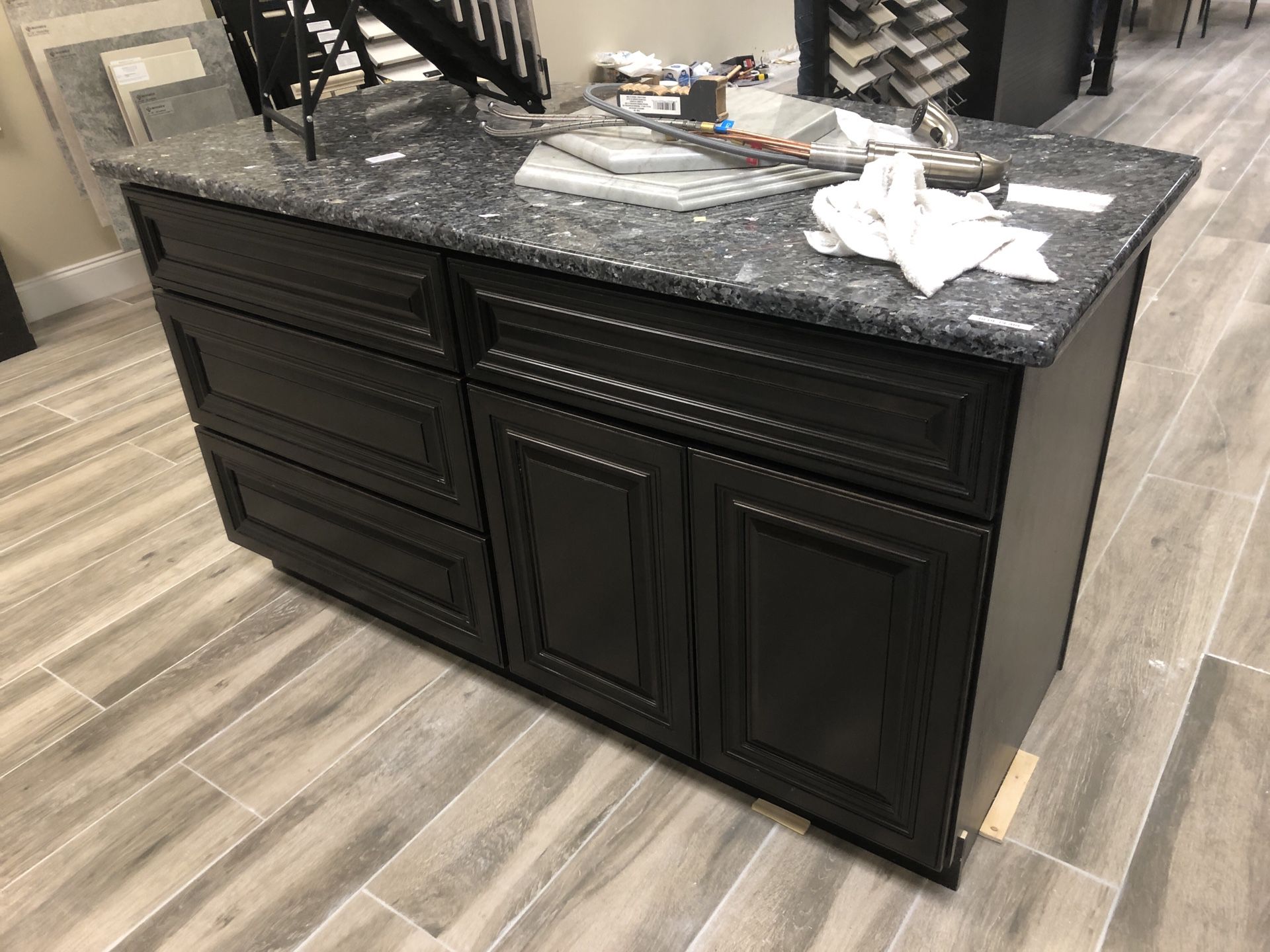 Brand New 60” kitchen island with granite top