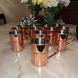 Set of 12 Effen Vodka-branded Moscow Mule copper mugs 12 ounce
