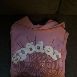 size small pink sp5der hoodie