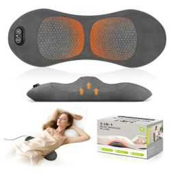 New Smooth Triple Fusion 3-in-1 Back Massager Lumbar Pillow with Heat, Vibration & Traction Back Massager for Pain Relief, Deep Tissue Relaxation for 