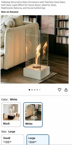 Tabletop Glass Bio Ethanol Fireplace – White Large