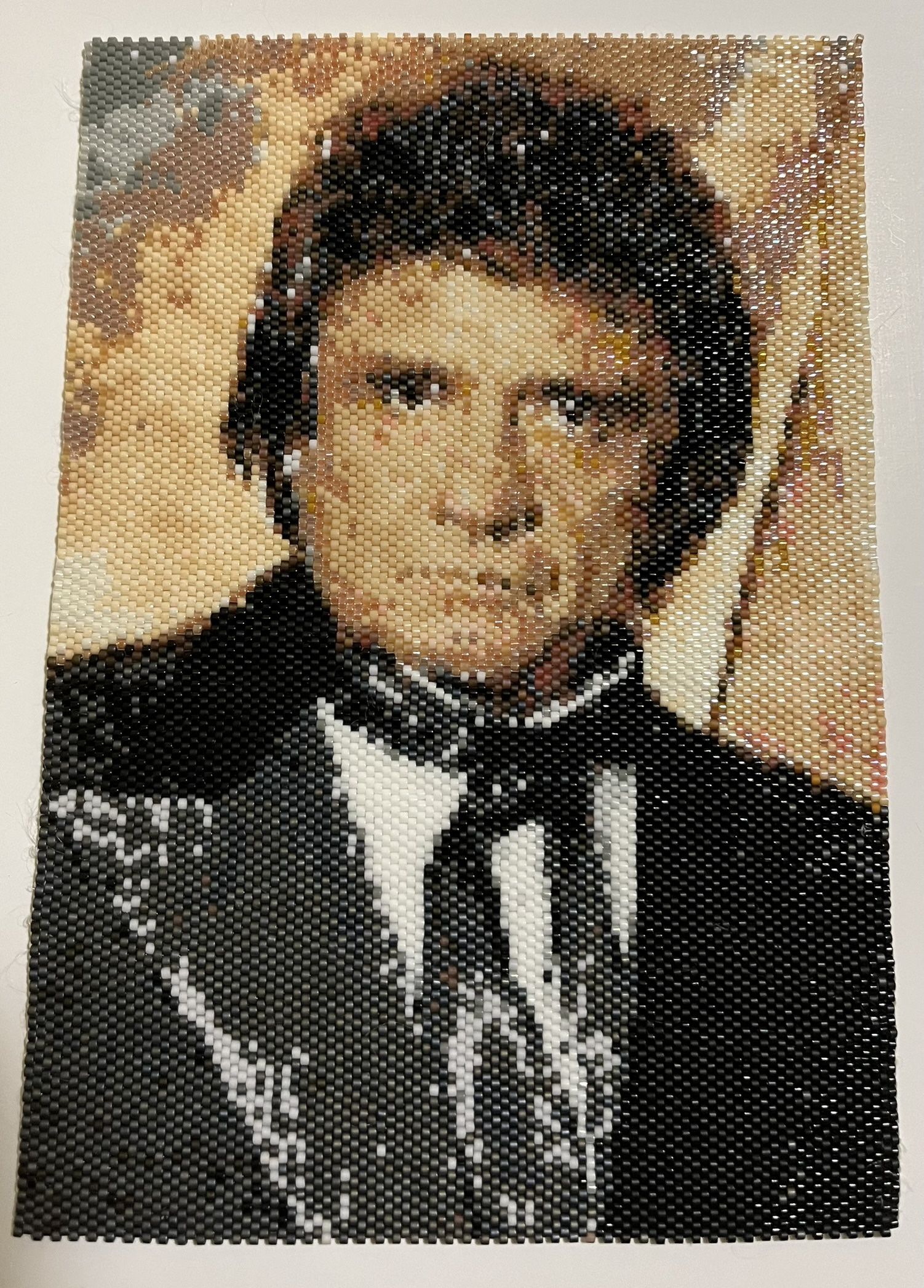 Johnny Cash Hand-Beaded Portrait