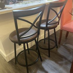 Brown Bar Stools, Set of 2