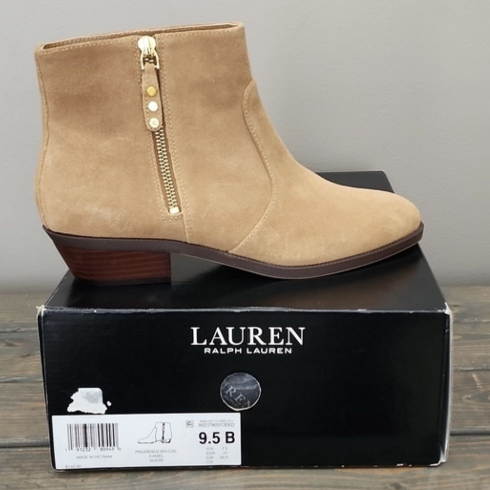 Women Ankle High Suede Low Heel Boots 