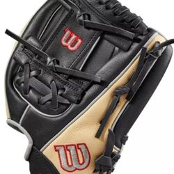 Brand New Wilson A500 11.5 inch Youth Infield Baseball Glove Black Blonde Size 11.5"