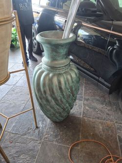 Large Verdigris Swirl Floor Vase