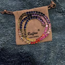 925( silver, rainbow, tennis necklace