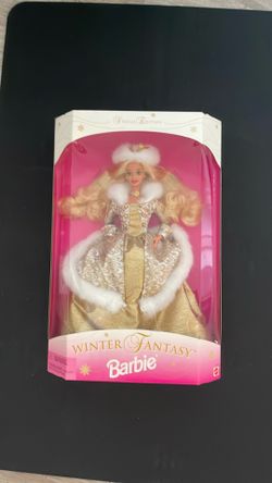 Barbie Winter Fantasy Doll 12in Blonde Curly Hair Blue Eyes 1995 Special Ed