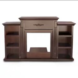 70 in. Media Console Open Shelves Elegant Organization TV Stand in Espresso (Stand Only) Without Electric Fireplace 95133