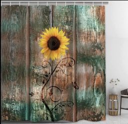New sunflower shower curtain with hooks
