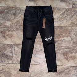 Ksubi Van Winkle Hunter Black Distressed Skinny Jeans Size 30