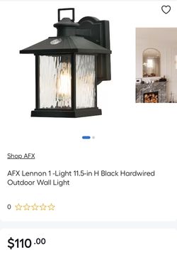 AFX Lennon 1 -Light 11.5-in H Black Hardwired Outdoor Wall Light