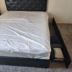 Queen Bed Frame W/ Pull Out Drawers