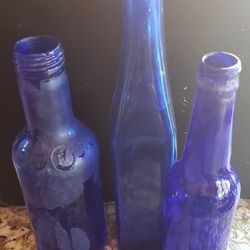 Vintage Cobalt Blue Bottles
