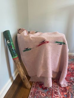 Pale Pink Handknit Throw Blanket