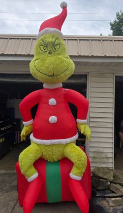9.5" grinch & max christmas inflatable & plug adapter read description. PARMA PU