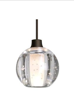 Boca 5 Cord Pendant, Clear Bubble, Bronze Finish, 1x3W LED