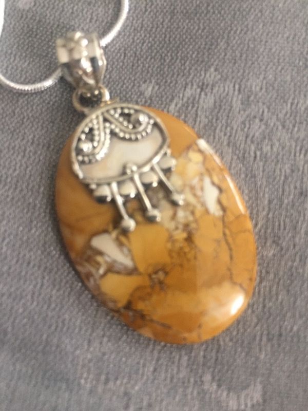 100% Hand Made Brecciated Mukkite 925 Sterling Silver Pendant and chain