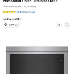 KitchenAid - 1.1 Cu. Ft. Over-the-Range Microwave with Flush Built-in Design and PrintShield Finish - Stainless Steel