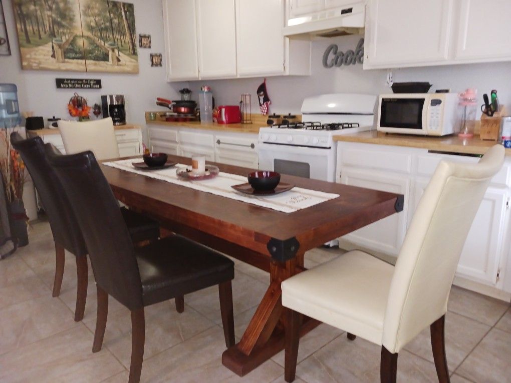 Custom Made Farm Style Kitchen And Dining Tables.