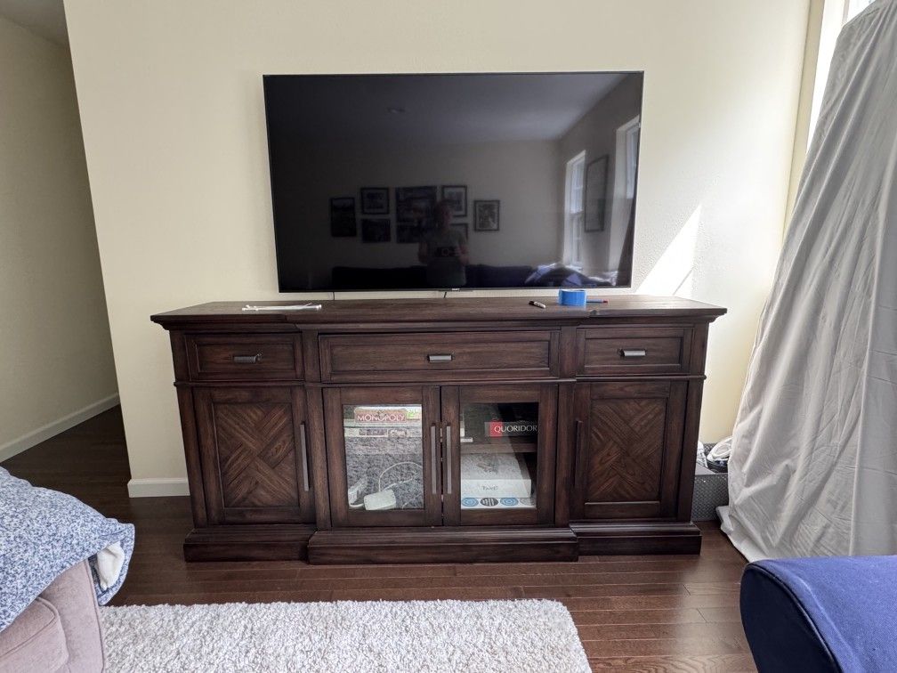 Walnut Television And Media Storage Cabinet