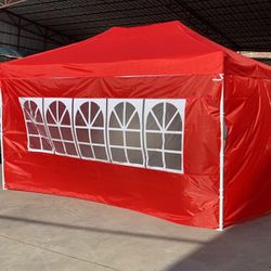 NEW Heavy Duty Ez Pop-up Canopy Tent with Sidewalls 10x15, Red