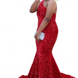 Red sequins dress
