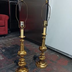 Vintage Brass Table Lamp Pair