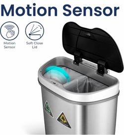 Stainless Steel Motion Sensor Trash Can – Dual Compartment Recycling Bin| clean and excellent condition
